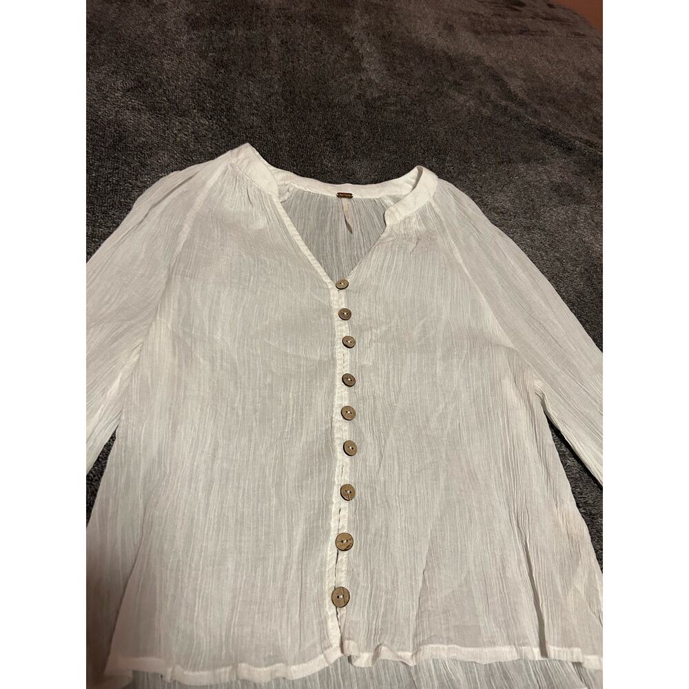 Free‎ People White Feminine Blouse Size Small